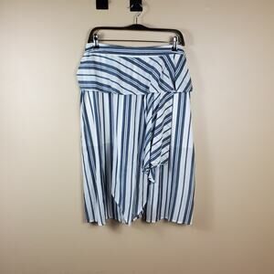 Walter Baker Blue/White Stripe Asymmetrical Midi Skirt Size M